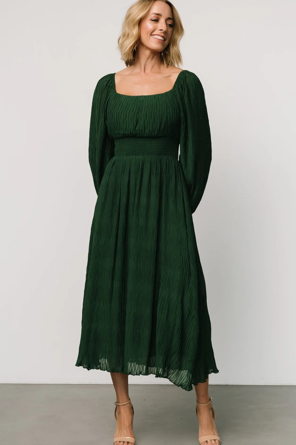 Fashion Baltic Born Dalton Pleated Midi Dress | Dark Green DarkGreen