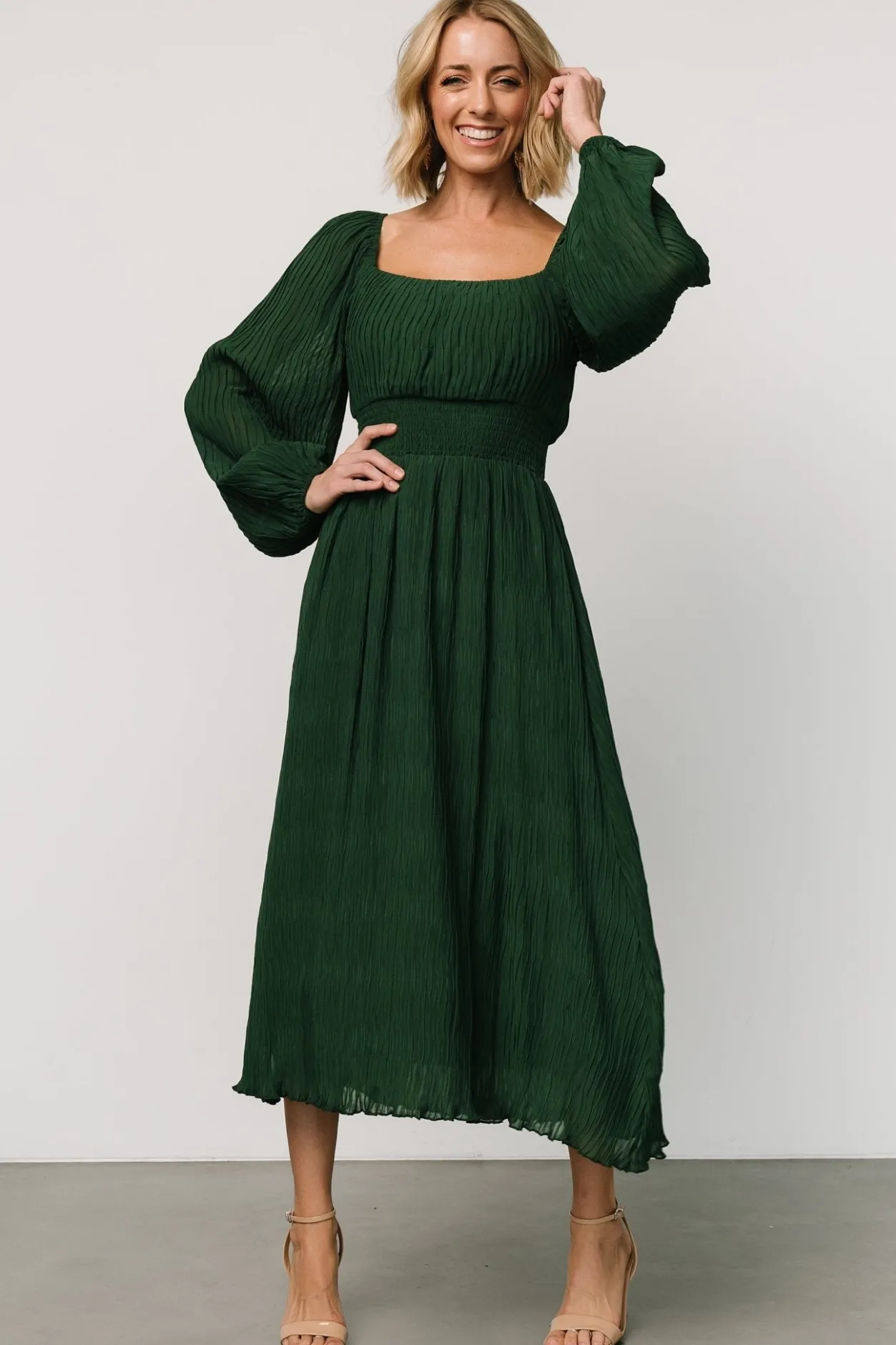Fashion Baltic Born Dalton Pleated Midi Dress | Dark Green DarkGreen