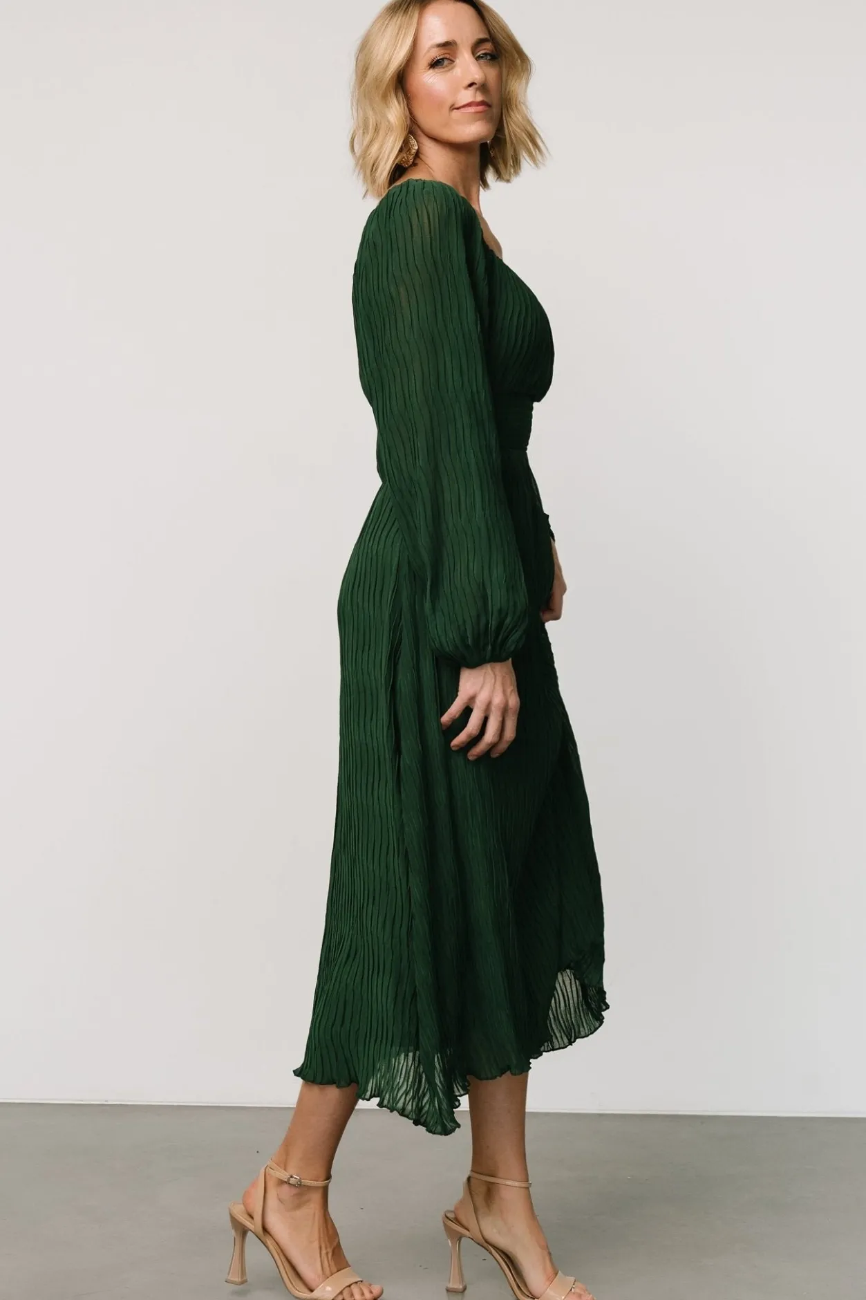Fashion Baltic Born Dalton Pleated Midi Dress | Dark Green DarkGreen