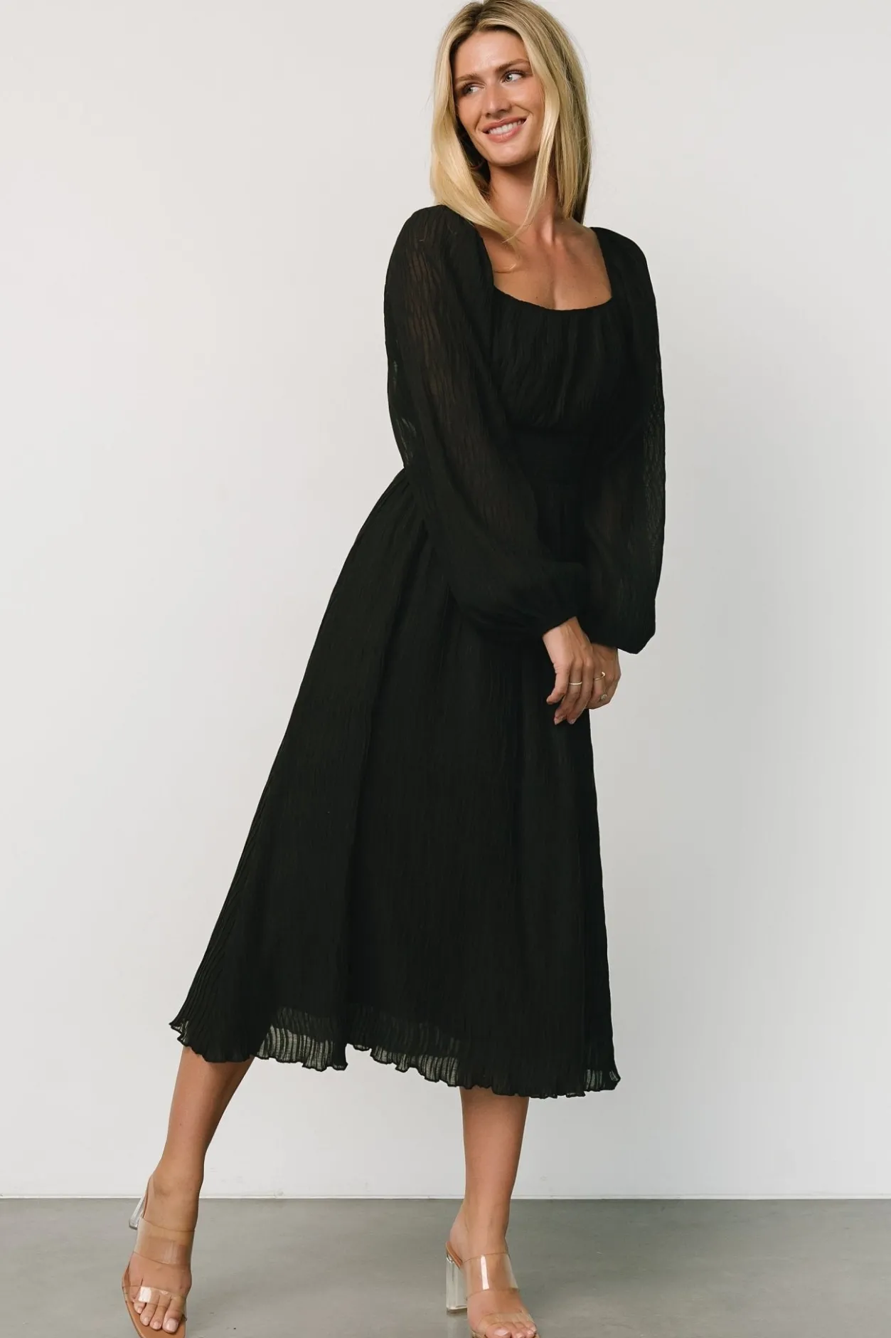 Online Baltic Born Dalton Pleated Midi Dress | Black