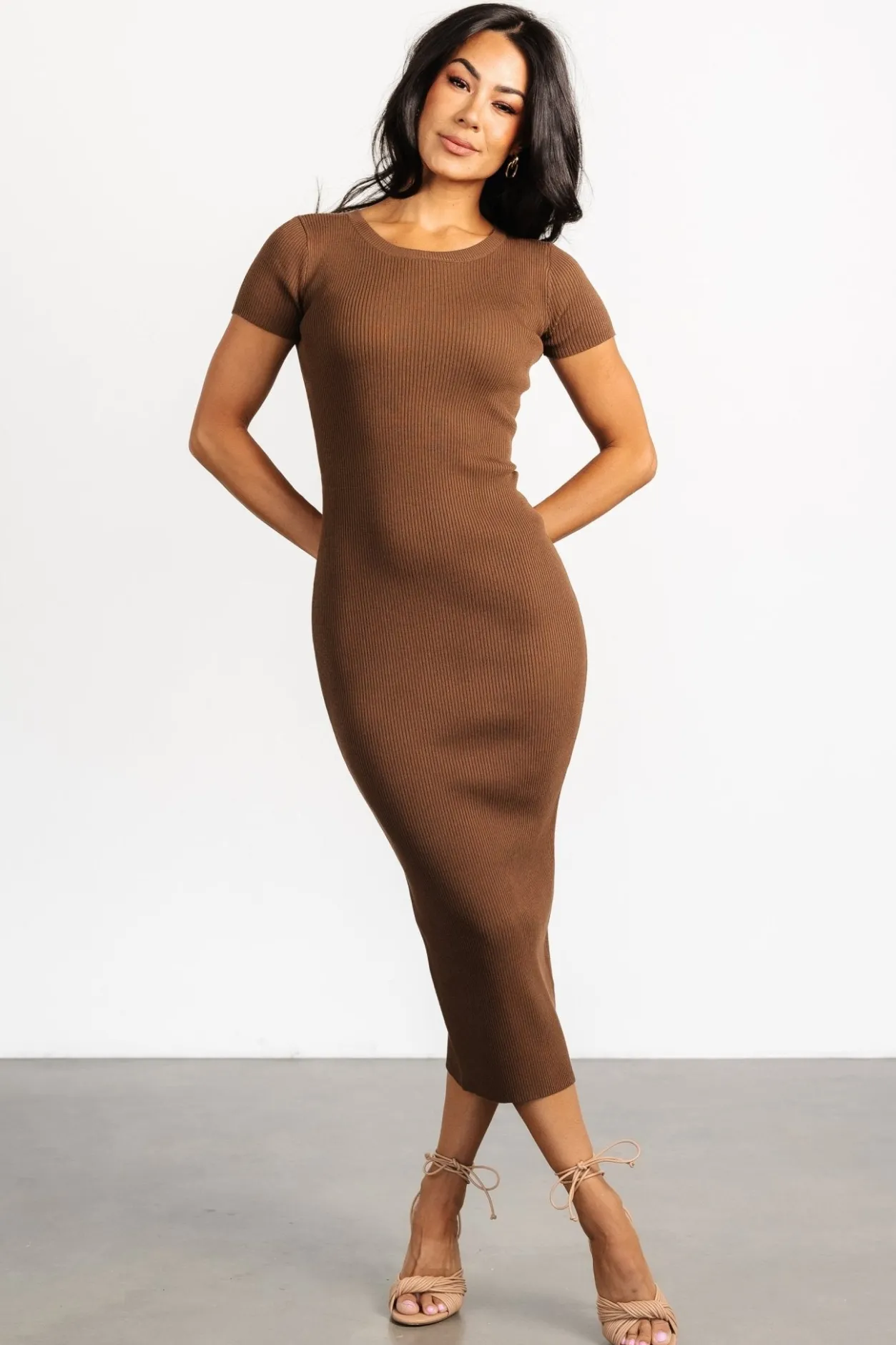 Outlet Baltic Born Dana Ribbed Midi Dress | Brown