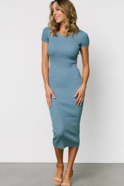 Hot Baltic Born Dana Ribbed Midi Dress | Dusty Blue DustyBlue