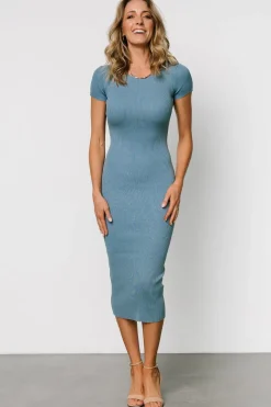 Hot Baltic Born Dana Ribbed Midi Dress | Dusty Blue DustyBlue