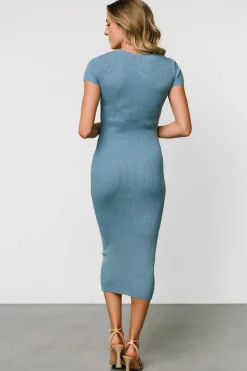 Hot Baltic Born Dana Ribbed Midi Dress | Dusty Blue DustyBlue