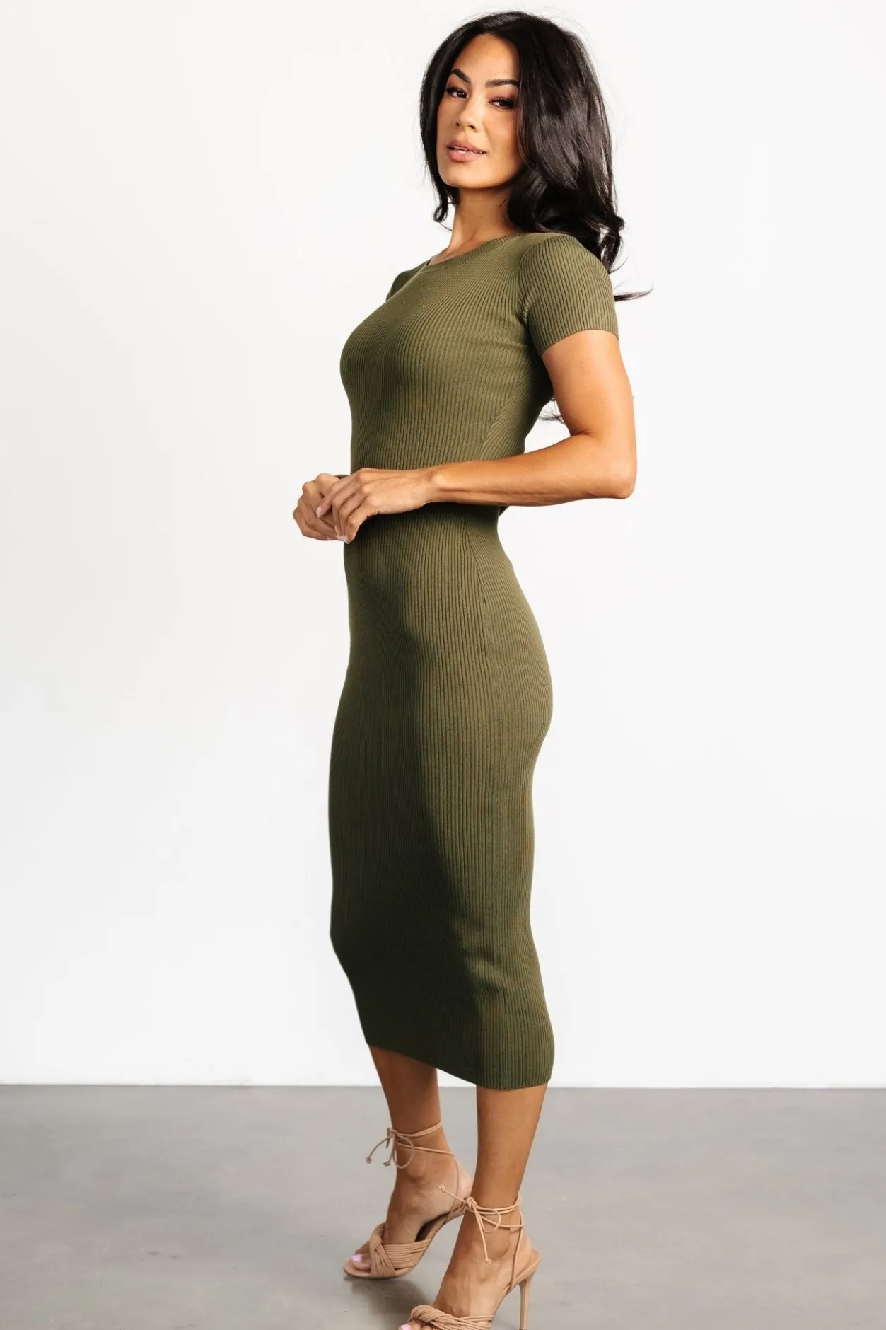 Online Baltic Born Dana Ribbed Midi Dress | Olive