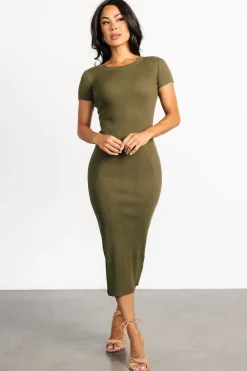 Online Baltic Born Dana Ribbed Midi Dress | Olive