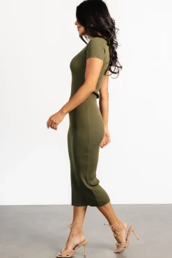 Online Baltic Born Dana Ribbed Midi Dress | Olive