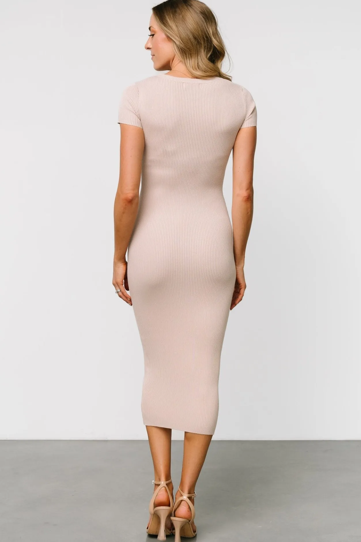 New Baltic Born Dana Ribbed Midi Dress | Sand