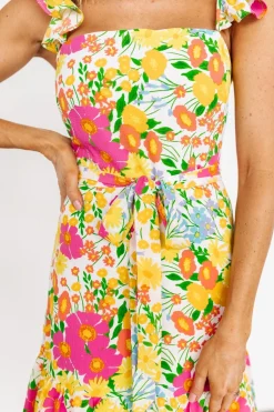 Sale Baltic Born Dani Ruffle Tiered Midi Dress | Multi Floral MultiFloral