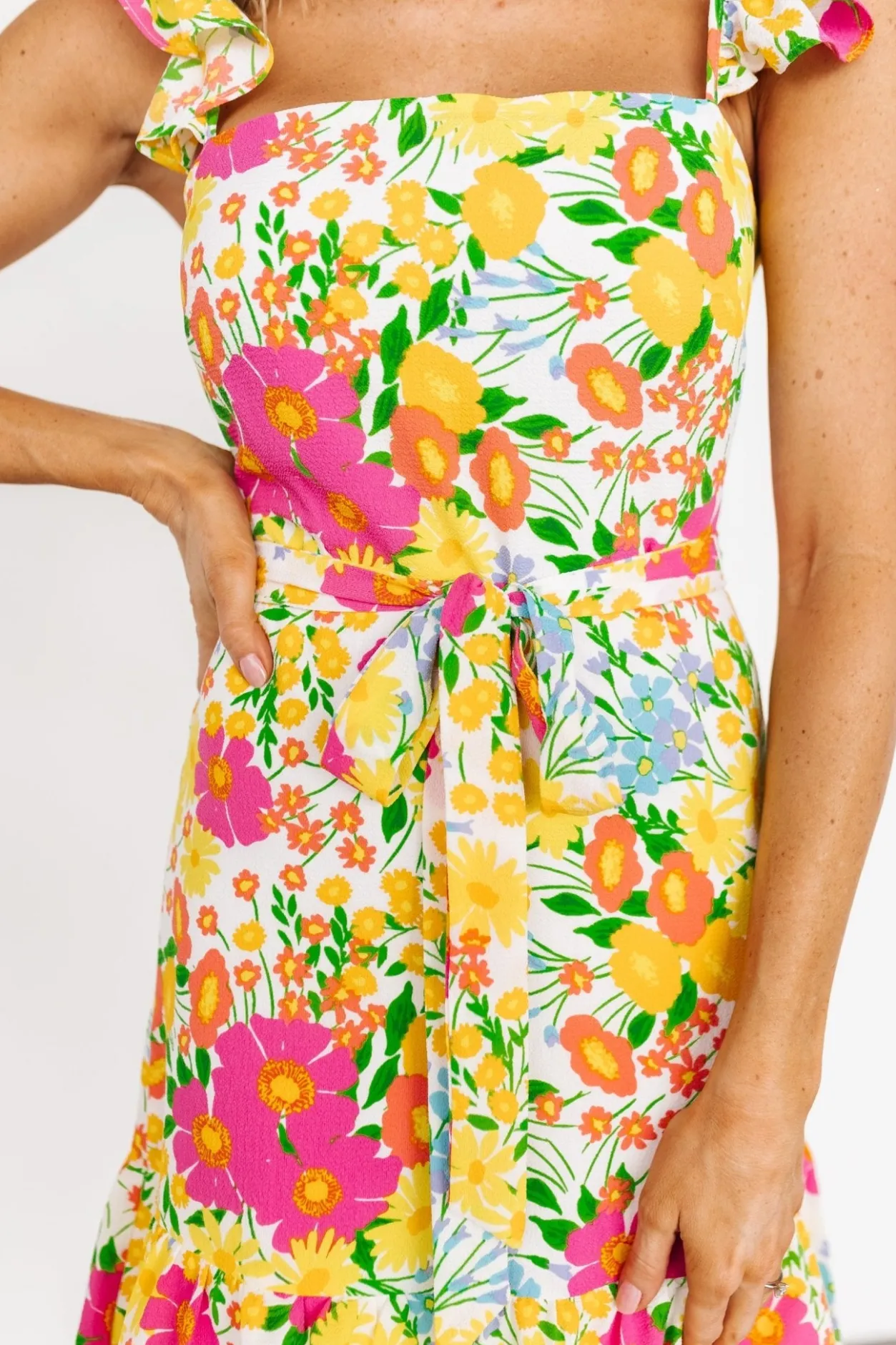 Sale Baltic Born Dani Ruffle Tiered Midi Dress | Multi Floral MultiFloral