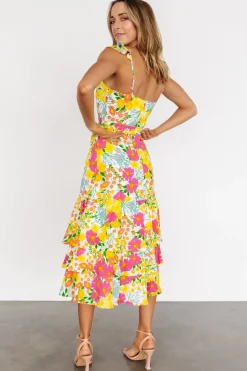 Sale Baltic Born Dani Ruffle Tiered Midi Dress | Multi Floral MultiFloral