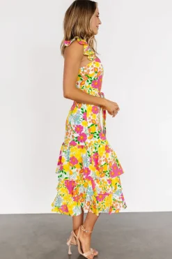 Sale Baltic Born Dani Ruffle Tiered Midi Dress | Multi Floral MultiFloral