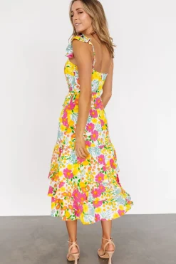 Sale Baltic Born Dani Ruffle Tiered Midi Dress | Multi Floral MultiFloral