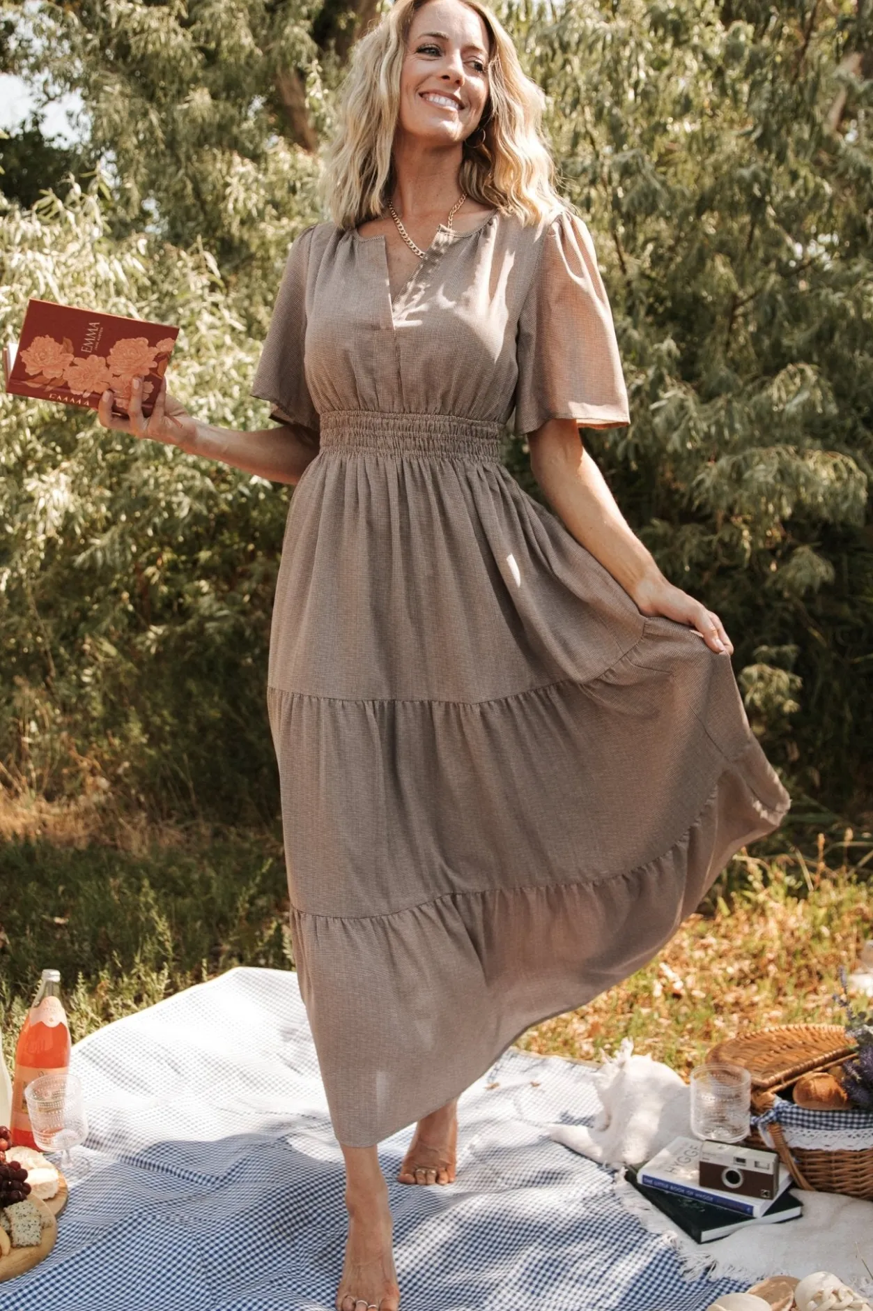 New Baltic Born Danielle Tiered Maxi Dress | Brown Print BrownPrint