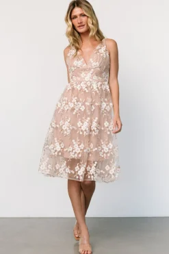 Clearance Baltic Born Dante Applique Midi Dress | Champagne