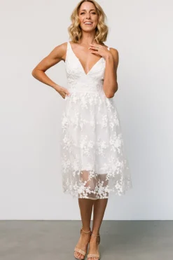 Clearance Baltic Born Dante Applique Midi Dress | Off White OffWhite