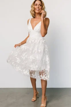 Clearance Baltic Born Dante Applique Midi Dress | Off White OffWhite