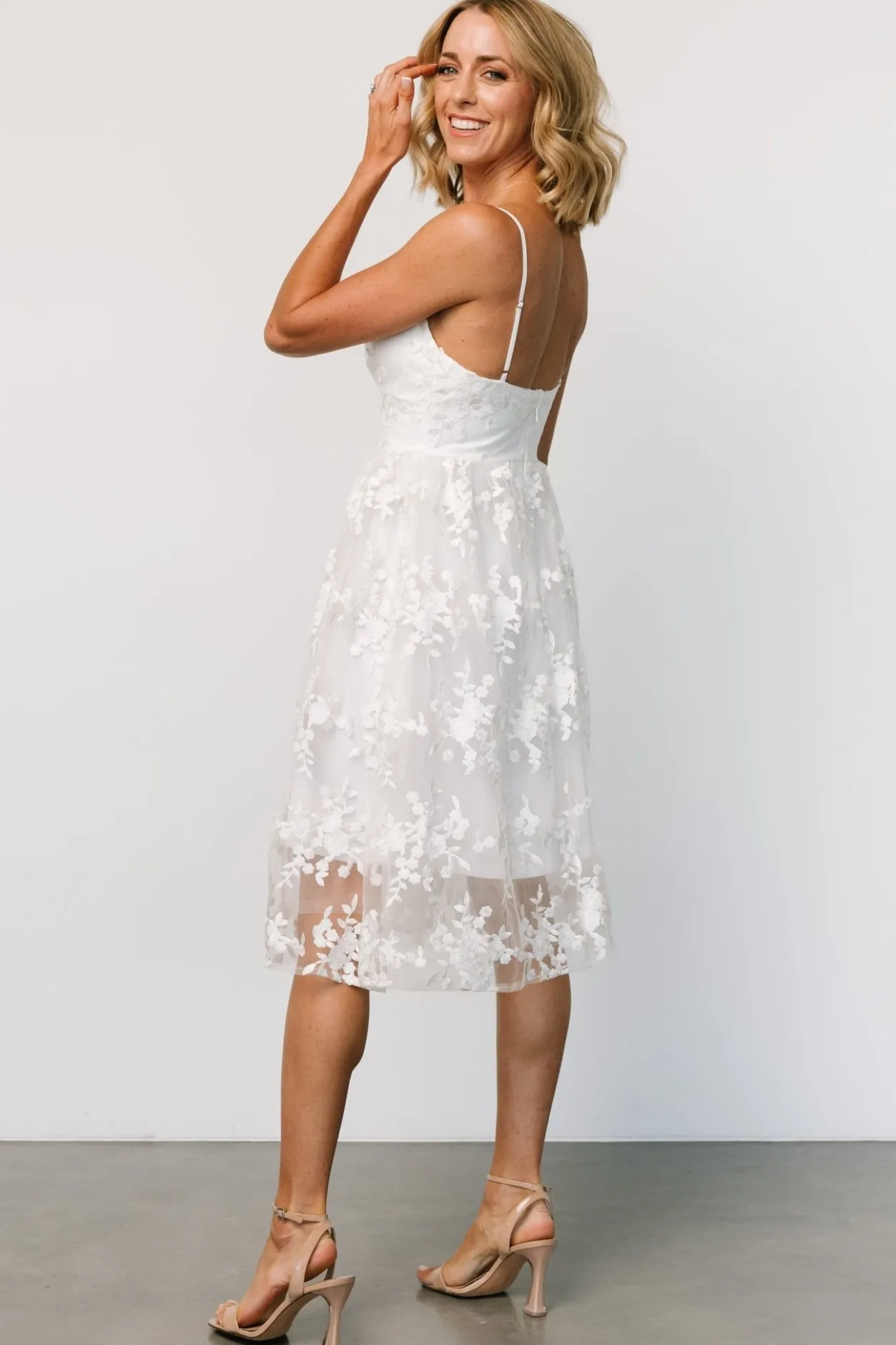 Clearance Baltic Born Dante Applique Midi Dress | Off White OffWhite