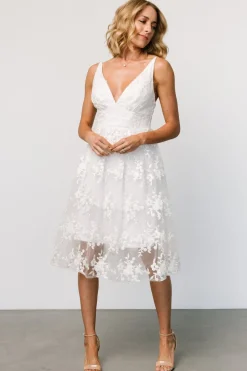 Clearance Baltic Born Dante Applique Midi Dress | Off White OffWhite