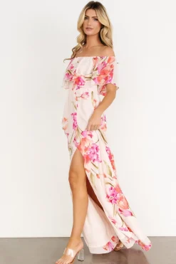 Online Baltic Born Daphne Off Shoulder Maxi Dress | Blush Floral BlushFloral