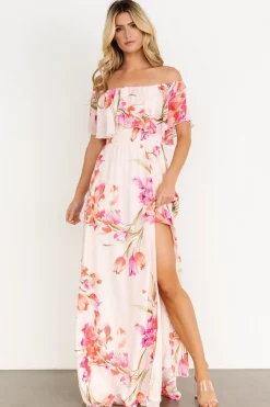 Online Baltic Born Daphne Off Shoulder Maxi Dress | Blush Floral BlushFloral