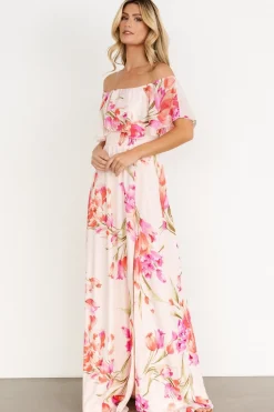 Online Baltic Born Daphne Off Shoulder Maxi Dress | Blush Floral BlushFloral