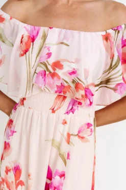 Online Baltic Born Daphne Off Shoulder Maxi Dress | Blush Floral BlushFloral