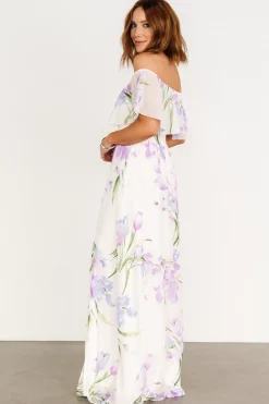 Online Baltic Born Daphne Off Shoulder Maxi Dress | Ivory + Lavender Floral Ivory+LavenderFloral