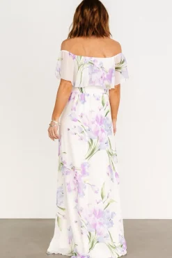 Online Baltic Born Daphne Off Shoulder Maxi Dress | Ivory + Lavender Floral Ivory+LavenderFloral