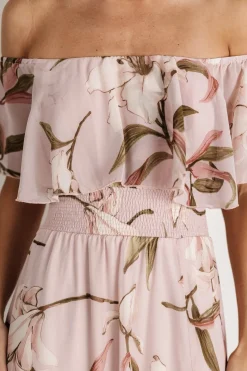 Fashion Baltic Born Daphne Off Shoulder Maxi Dress | Mauve Floral MauveFloral