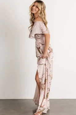Fashion Baltic Born Daphne Off Shoulder Maxi Dress | Mauve Floral MauveFloral
