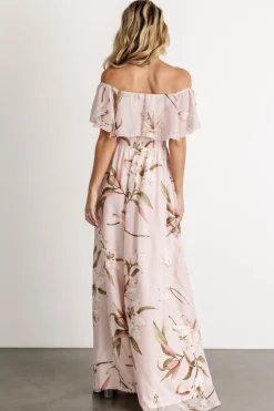 Fashion Baltic Born Daphne Off Shoulder Maxi Dress | Mauve Floral MauveFloral
