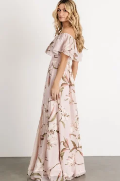 Fashion Baltic Born Daphne Off Shoulder Maxi Dress | Mauve Floral MauveFloral