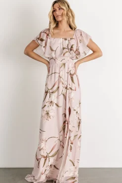 Fashion Baltic Born Daphne Off Shoulder Maxi Dress | Mauve Floral MauveFloral