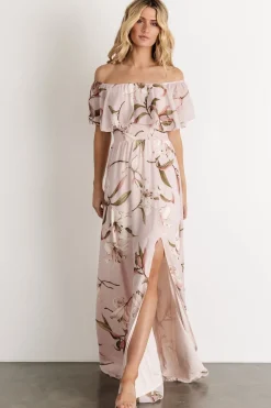 Fashion Baltic Born Daphne Off Shoulder Maxi Dress | Mauve Floral MauveFloral