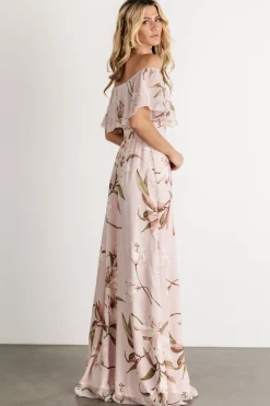 Fashion Baltic Born Daphne Off Shoulder Maxi Dress | Mauve Floral MauveFloral