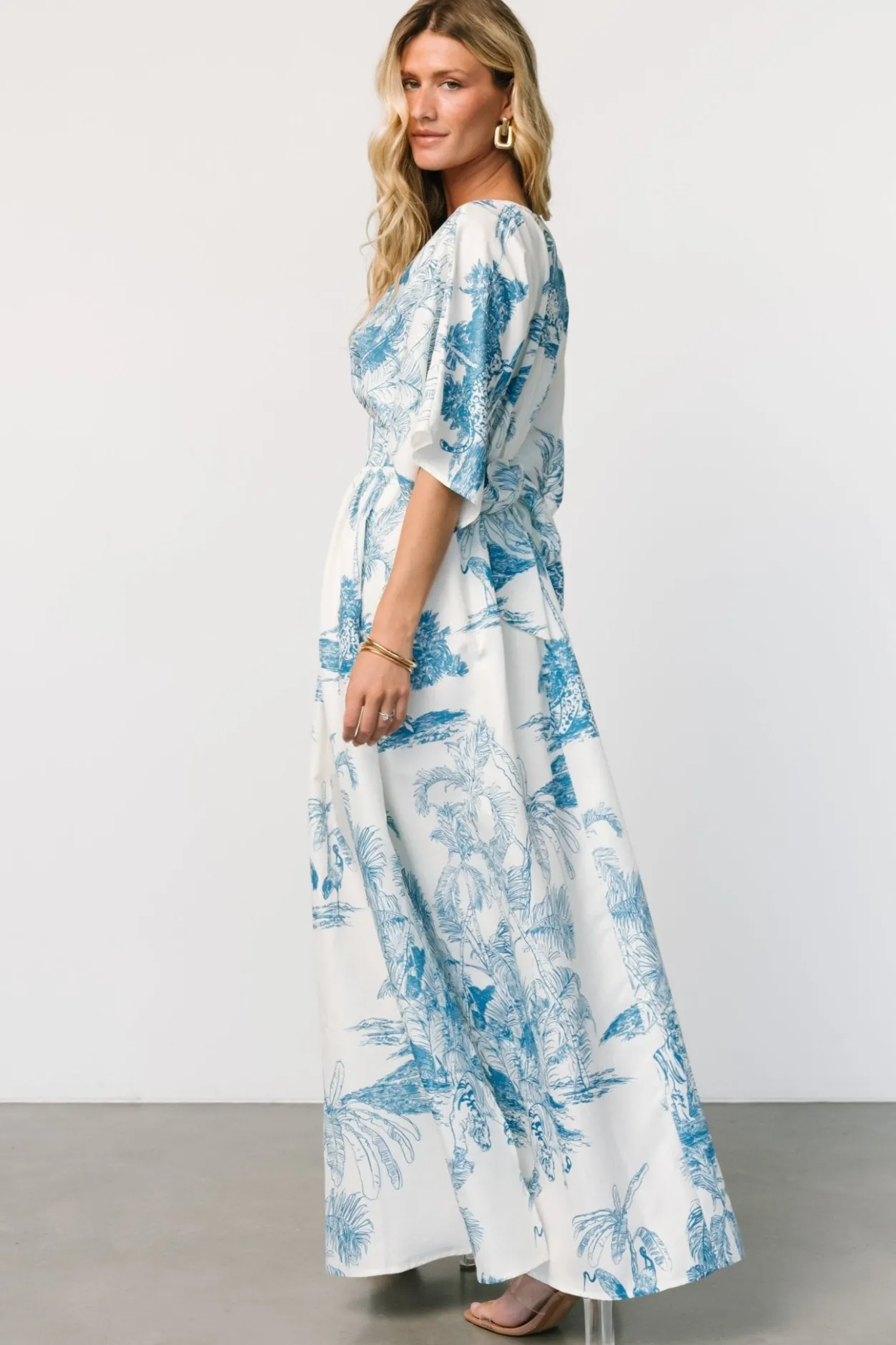Hot Baltic Born Dara Maxi Dress | Ivory + Blue Print Ivory+BluePrint