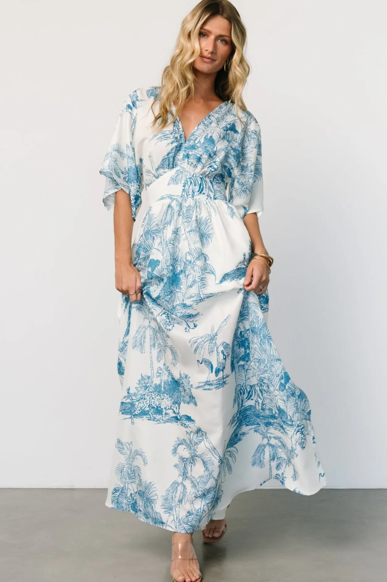 Hot Baltic Born Dara Maxi Dress | Ivory + Blue Print Ivory+BluePrint