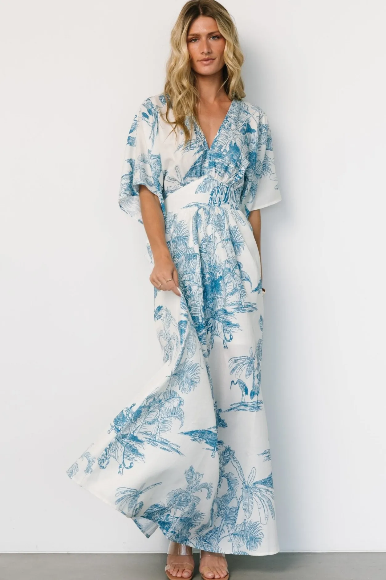 Hot Baltic Born Dara Maxi Dress | Ivory + Blue Print Ivory+BluePrint