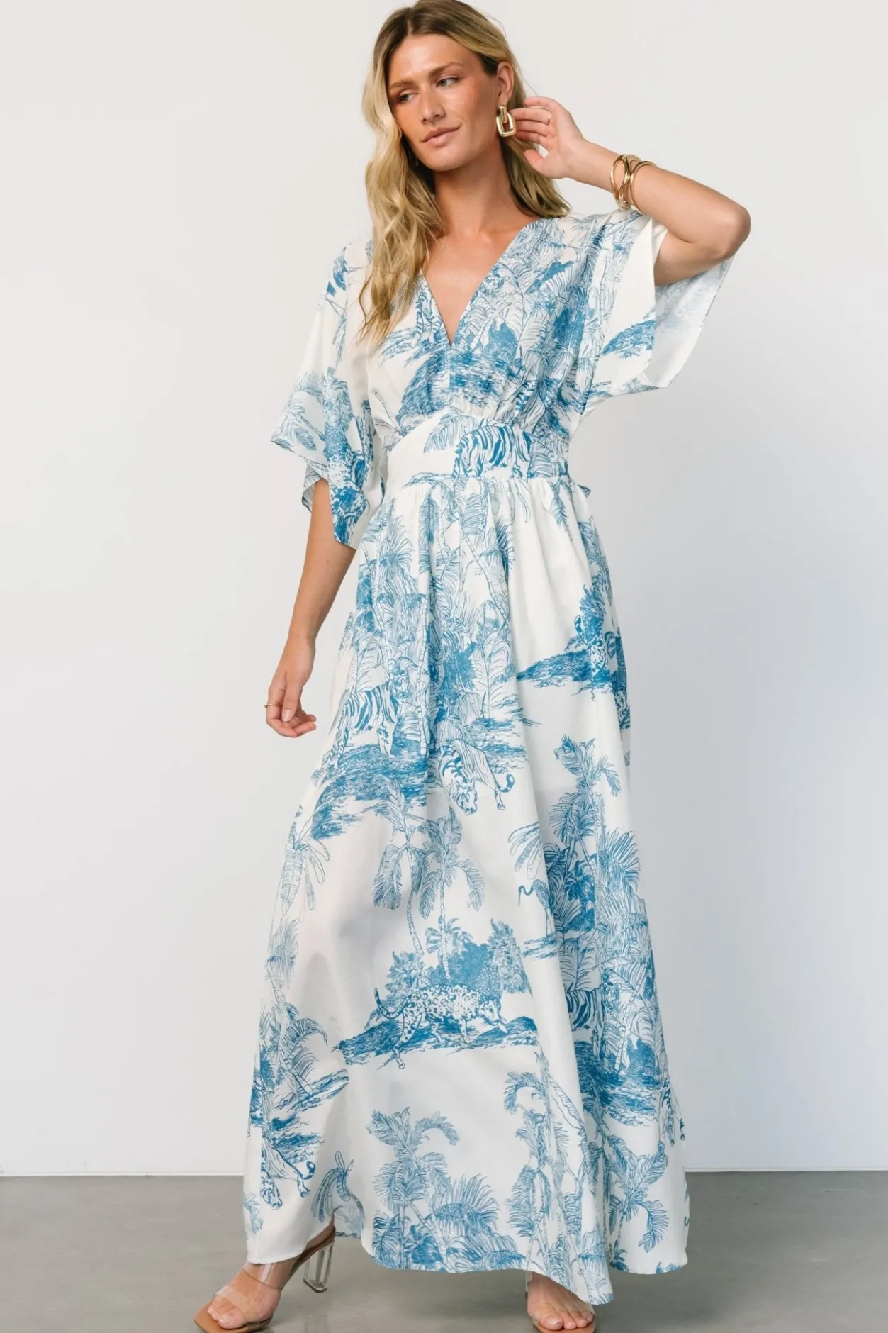 Hot Baltic Born Dara Maxi Dress | Ivory + Blue Print Ivory+BluePrint