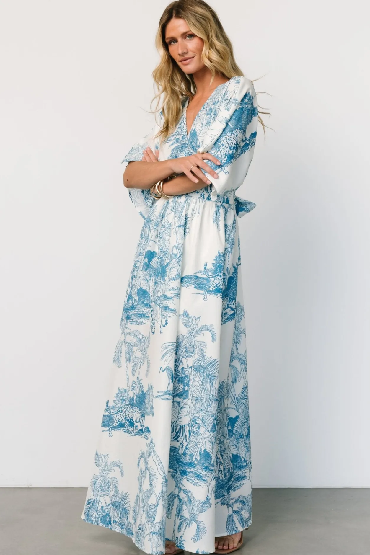Hot Baltic Born Dara Maxi Dress | Ivory + Blue Print Ivory+BluePrint