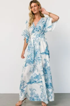 Hot Baltic Born Dara Maxi Dress | Ivory + Blue Print Ivory+BluePrint
