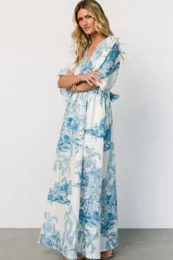 Hot Baltic Born Dara Maxi Dress | Ivory + Blue Print Ivory+BluePrint