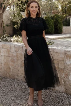 New Baltic Born Darcy Tulle Midi Dress | Black