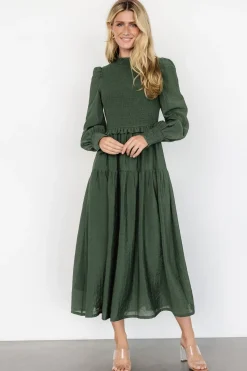 Clearance Baltic Born Daria Smocked Maxi Dress | Juniper Green JuniperGreen