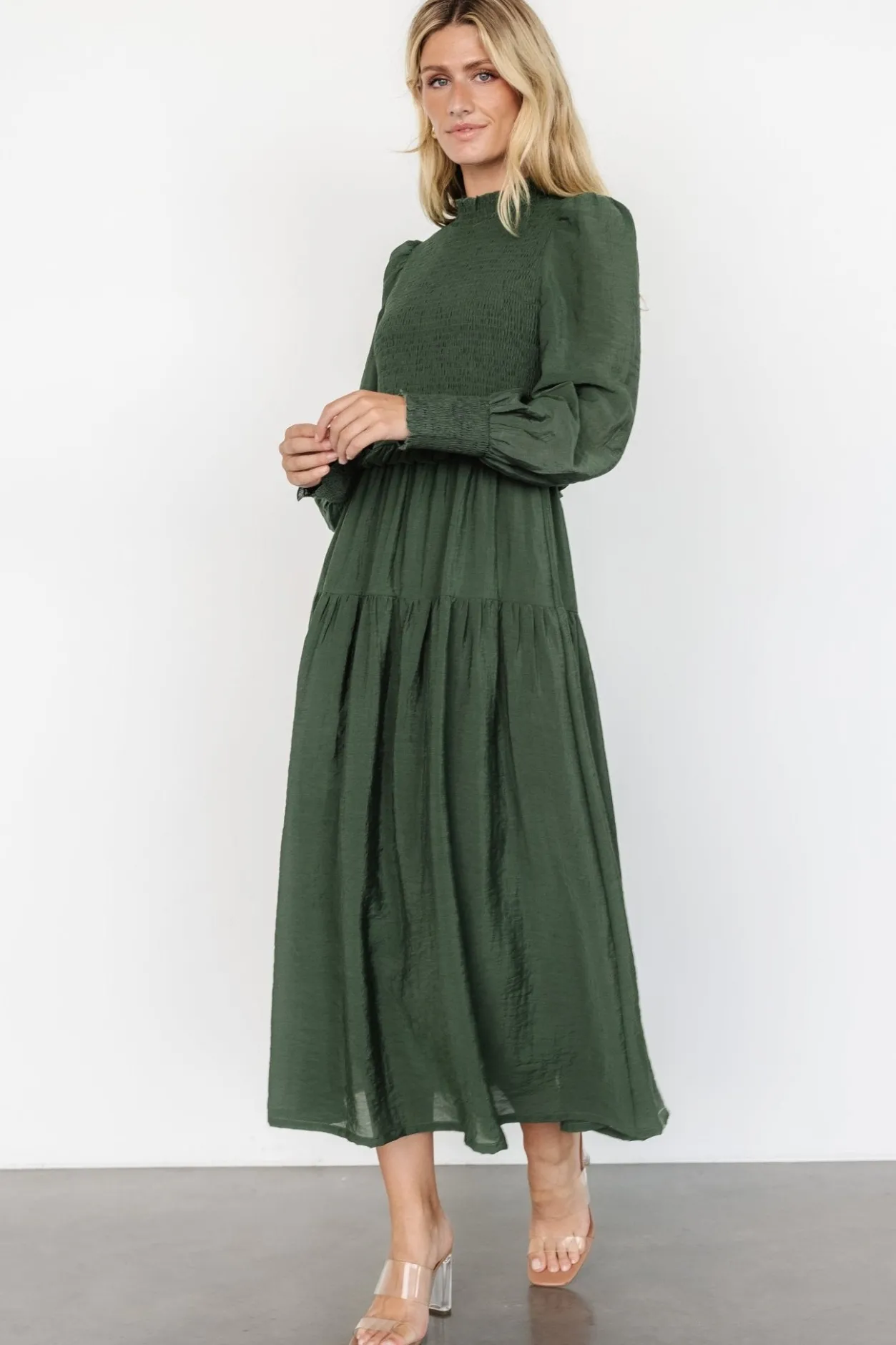 Clearance Baltic Born Daria Smocked Maxi Dress | Juniper Green JuniperGreen