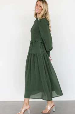Clearance Baltic Born Daria Smocked Maxi Dress | Juniper Green JuniperGreen