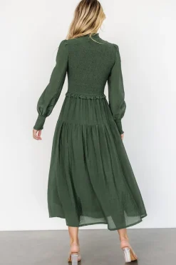Clearance Baltic Born Daria Smocked Maxi Dress | Juniper Green JuniperGreen