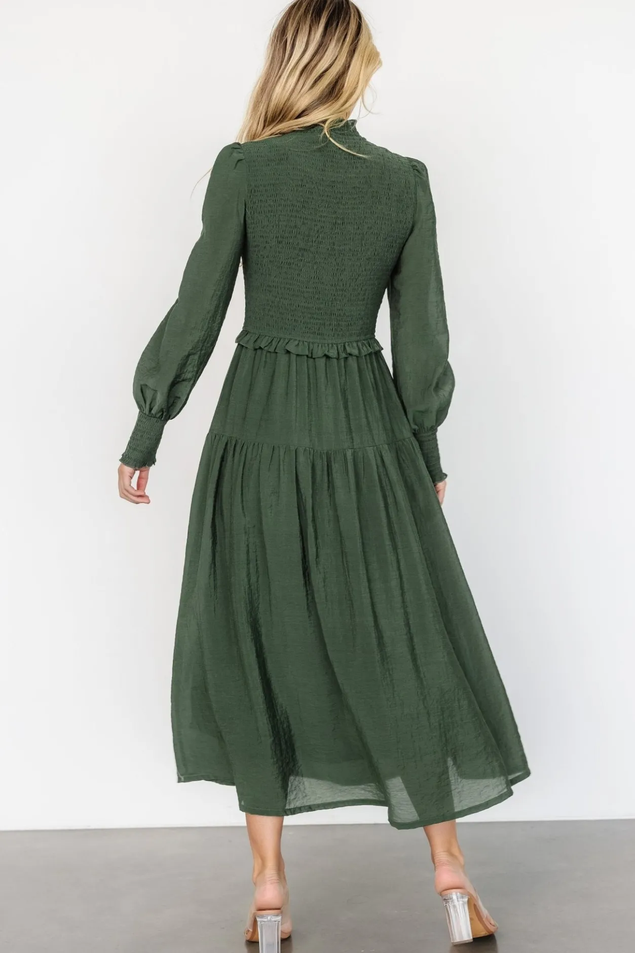 Clearance Baltic Born Daria Smocked Maxi Dress | Juniper Green JuniperGreen