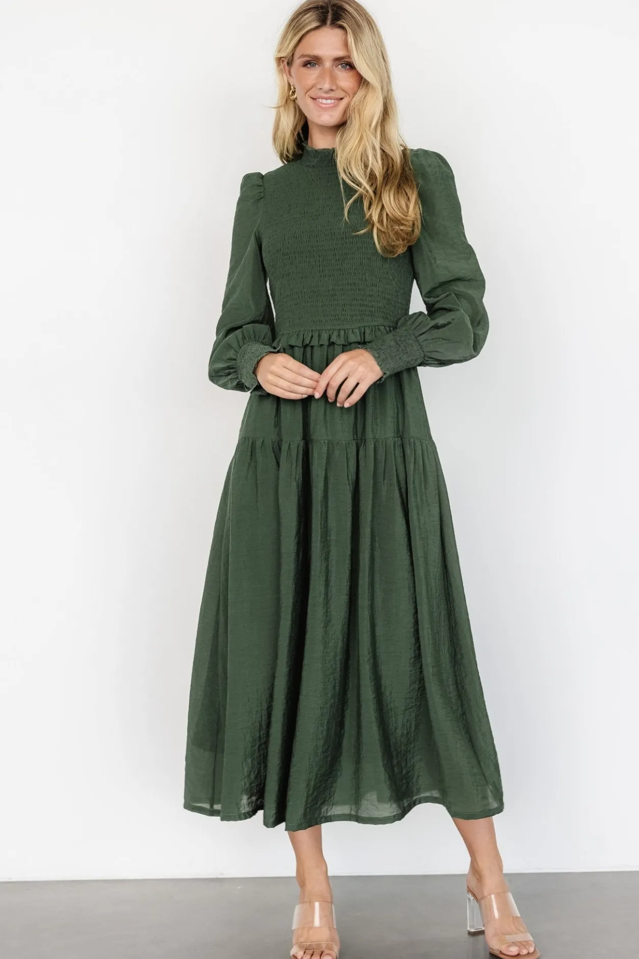 Clearance Baltic Born Daria Smocked Maxi Dress | Juniper Green JuniperGreen